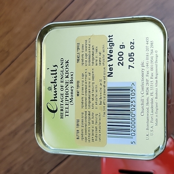 Vintage Churchill's Red Kiosk Telephone Booth Collectible Bank Tin - Picture 6 of 10